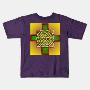 Gold and Green Celtic Cross Kids T-Shirt